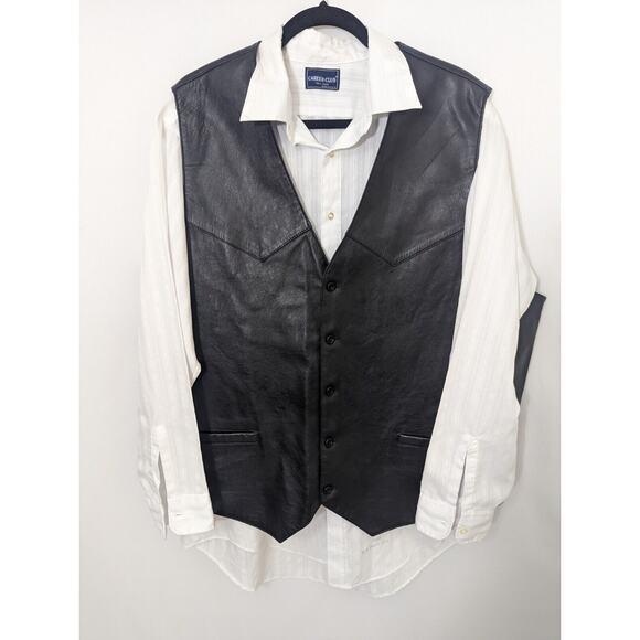 Phase 2 Genuine Leather Vest 2XL & Career Club Button Down Shirt - Picture 1 of 16